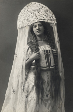 Unknown author.
Chorus artist, “Sadko”, Novgorod bylina by N. A. Rimsky-Korsakov, S. I. Zimin Opera Theatre, Moscow. 
1912. 
The A. Bakhrushin State Central Theater Museum collection