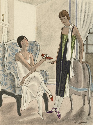 Реклама туфель Perugia.
Страница из журнала La Gazelle 
Франция, 1924.