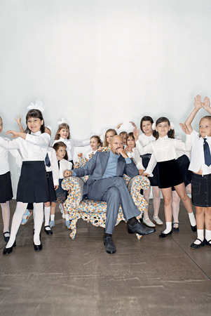 Pavel Samokhvalov.
From the project “Women Around”. 
2006. 
Beside Fedor Bondarchuk, the pupils from Moscow and Moscow Region’s schools